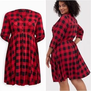 Plus Size Torrid Buffalo Plaid Shirt Dress